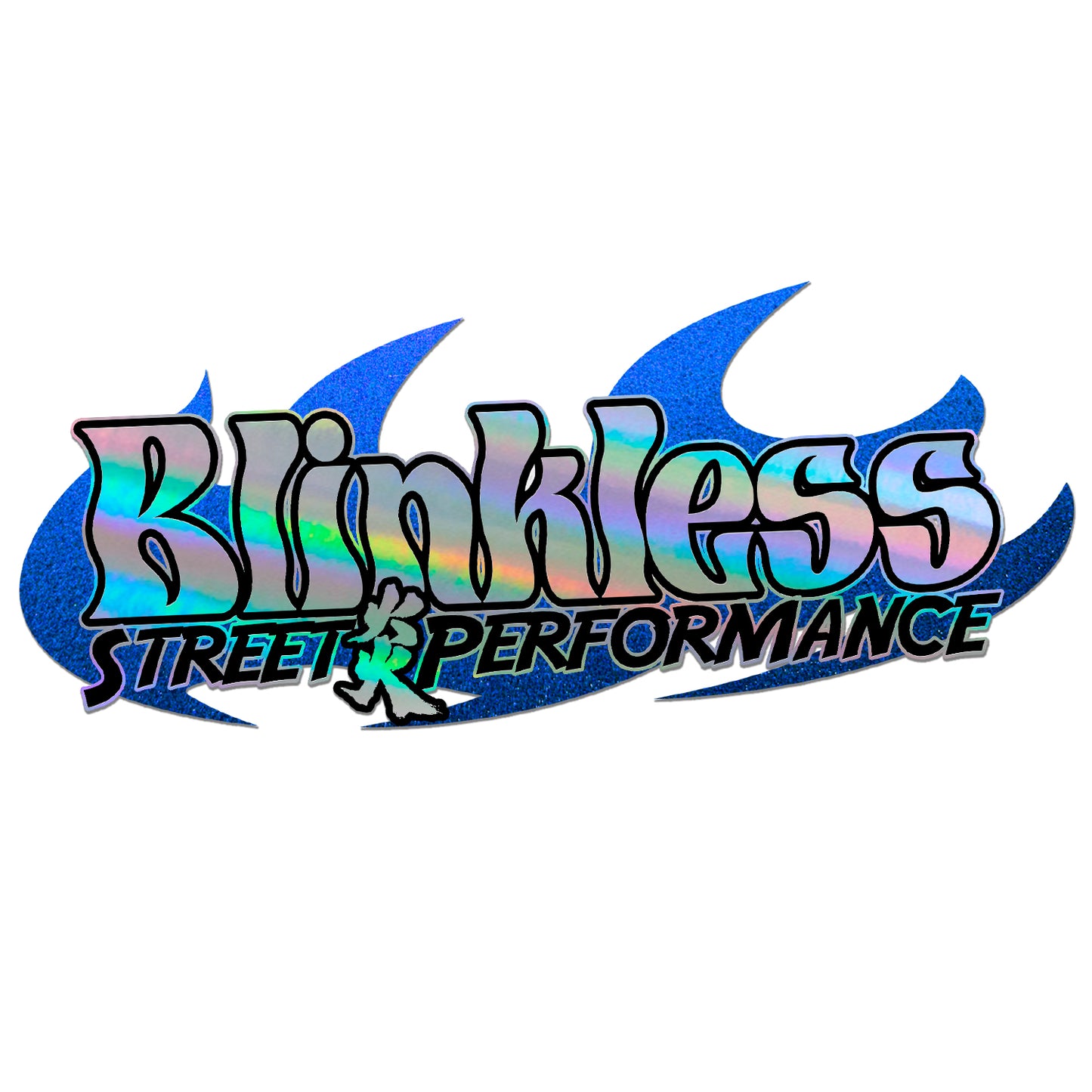 Adesivo Recorte BLINKLESS Flame Logo Azul Refletivo & Iridescent Chrome
