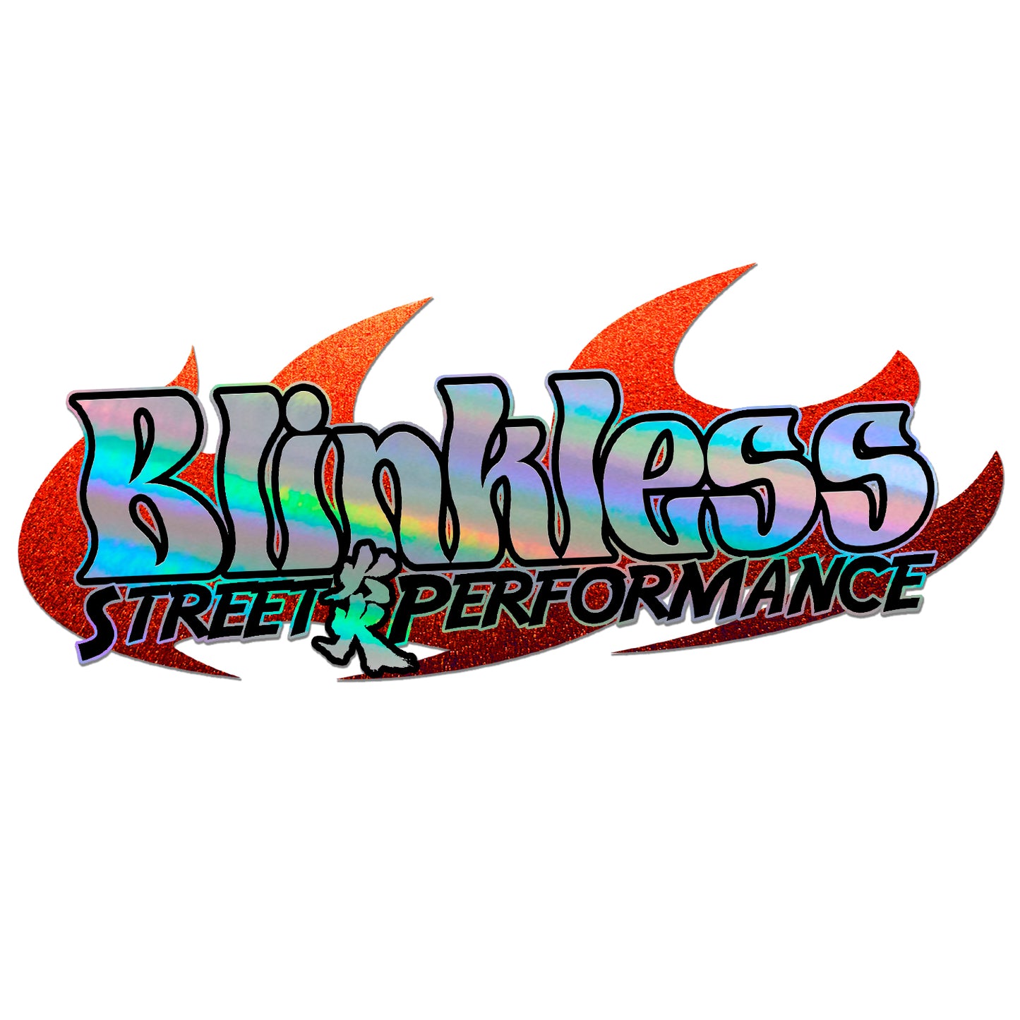 Adesivo Recorte BLINKLESS Flame Logo Vermelho Refletivo & Iridescent Chrome